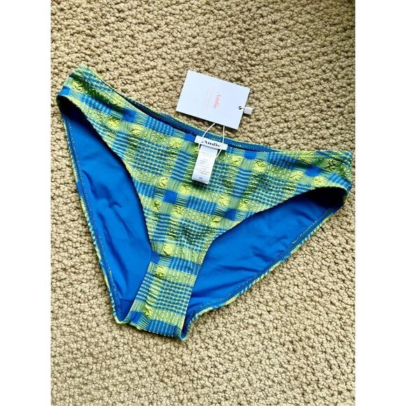 Andie The Bikini Bottom in Plaid Avocado - Picture 3 of 5